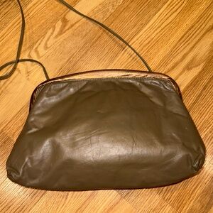 Vintage 1980s Robert Bestién Originals Taupe and Bronze‎ Leather shoulder clutch